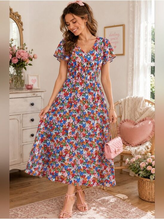 Wayward Fancies Dresses & Skirts - Wayward Fancies Heart Maxi Dress Small 4 Smocked Coquette Romantic